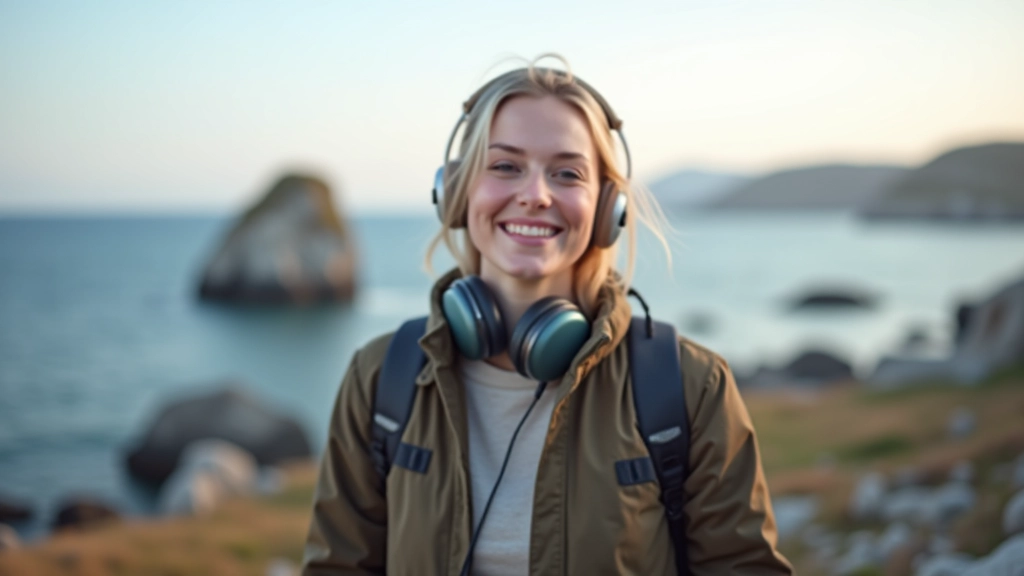 Audiogiidi kasutamine saare peal, kuulakud peal, mereniidu taustal